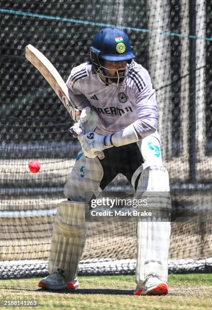 Rahul of India bats during an India Test Squad training session at Adelaide Oval on December 04, 2024 in Adelaide, Australia.