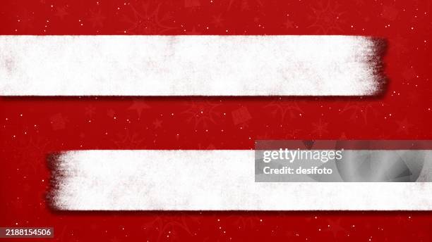 dark bright glittering red maroon coloured blank empty grunge textured effect rustic vibrant christmas celebration horizontal background with shining glitter snowing snow dots all over and white paint brush strokes as label for copy space - lower third stock illustrations