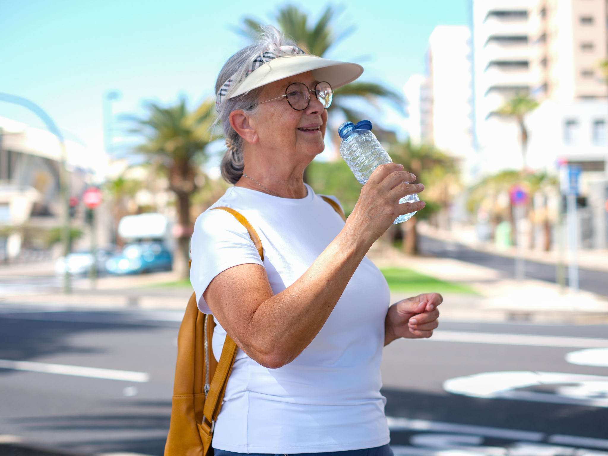 tourist drinking water