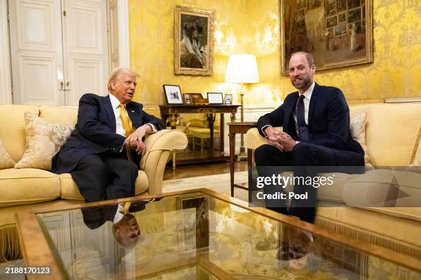 President-elect Donald Trump meets Britain's Prince William, Prince of Wales in the Salon Jaune room at the UK Ambassador's Residence on the day of...