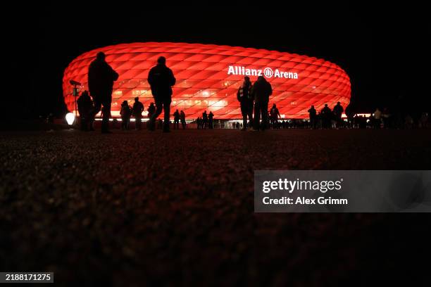 General view outside the stadium prior to the DFB Cup round of 16 match between FC Bayern München and Bayer 04 Leverkusen at Allianz Arena on...