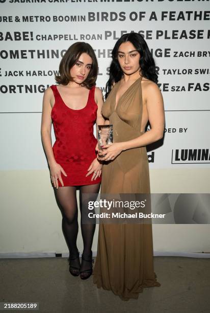 Image contains partial nudity.) Rachel Sennott, Charli xcx at the Variety Hitmakers Brunch held at nya West on December 07, 2024 in Los Angeles,...