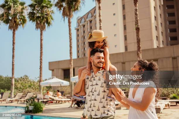 family taking vacation in luxury hotel - hotell bildbanksfoton och bilder