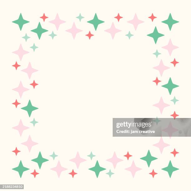 christmas magic retro sparkling frame - mint green stock illustrations
