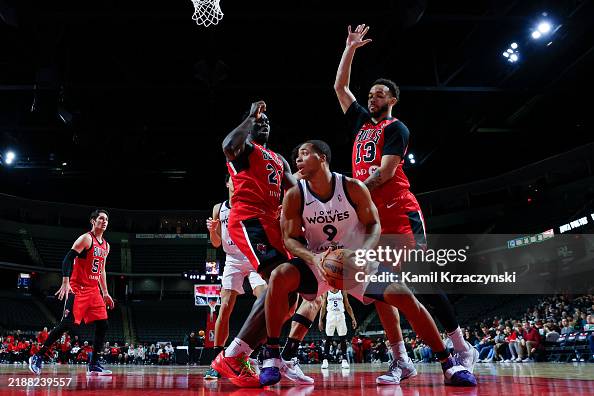 Iowa Wolves Action Jaedon LeDee of the Iowa Wolves looks to pass the ball during the ...