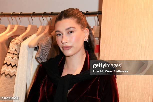 Hailey Bieber at Guest In Residence - LA Store Opening on December 7, 2024 in Los Angeles, California.