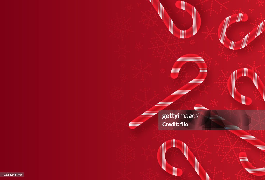 Holiday Christmas Festive Candy Cane Celebration Red Background