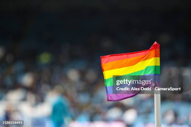 Corner flag blows in the wind during the Sky Bet Championship match between Sheffield Wednesday FC and Preston North End FC at Hillsborough on...