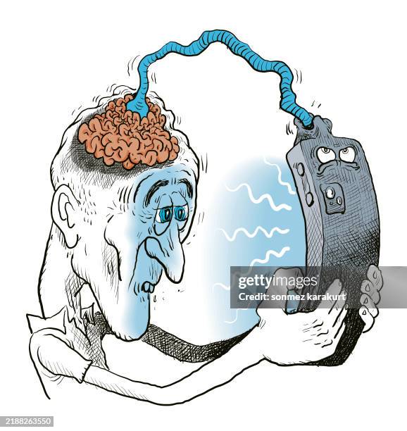 ilustraciones, imágenes clip art, dibujos animados e iconos de stock de internet y la inteligencia artificial pudren el cerebro - pudrirse