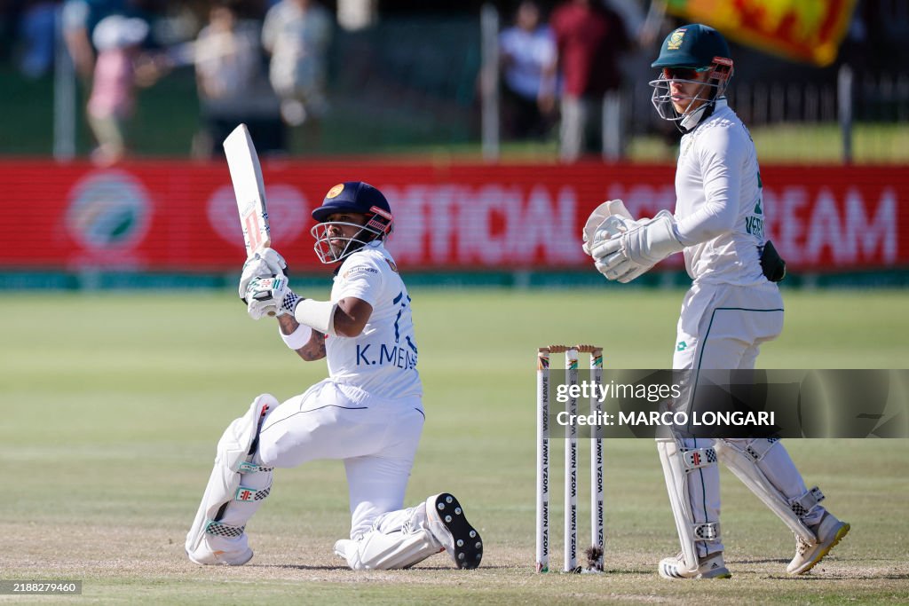 Sri Lanka's Kusal Mendis watches the ball after playing a shot as ...