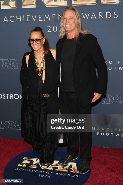 Donna Karan and Russell James attend the 38th Annual Footwear News Achievement Awards at Cipriani South Street on December 04, 2024 in New York City.