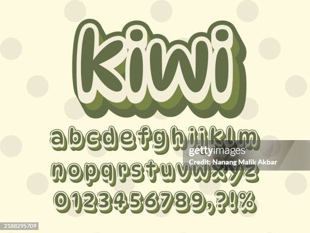 kiwi 3d editable text effect, effect saved in "graphic styles" - kiwi fruit stock illustrations