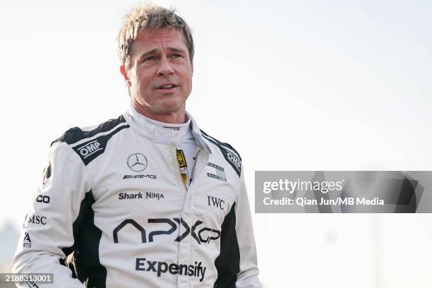 Brad Pitt during the F1 Grand Prix of Abu Dhabi at Yas Marina Circuit on December 8, 2024 in Abu Dhabi, United Arab Emirates.