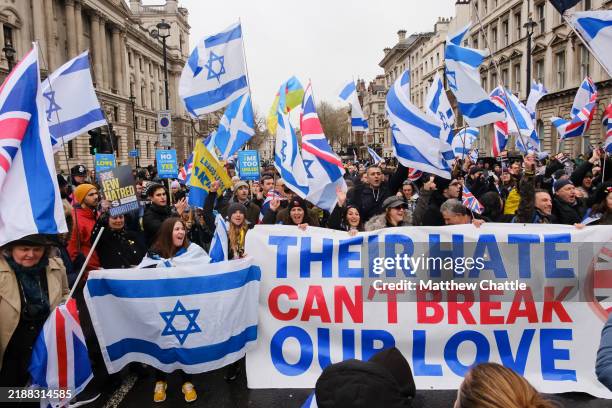 The March against antisemitism from the High Court to Parliament Square.