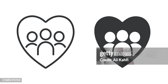Caring thin line and glyph solid icon. Editable stroke and perfect pixel isolated on transparent background Caring thin line and glyph solid icon. Editable stroke and perfect pixel isolated on transparent background