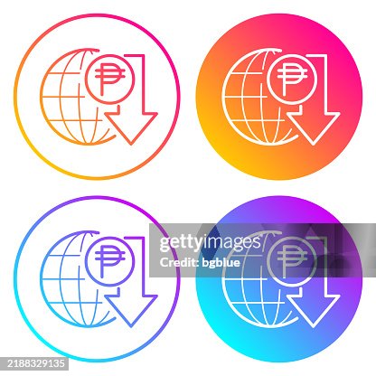 Peso rate decrease. Round icons with color gradients Peso rate decrease. Round icons with color gradients