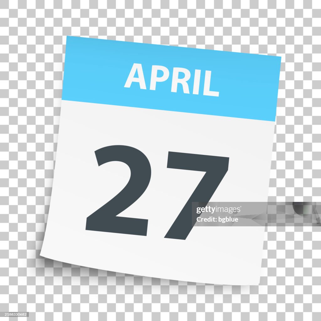 April 27 - Daily Calendar on blank background