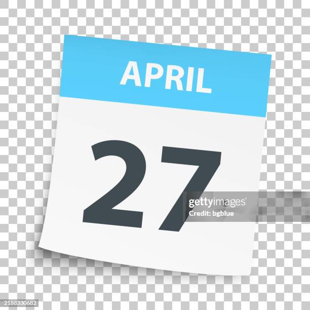 april 27 - daily calendar on blank background - number 27 stock illustrations