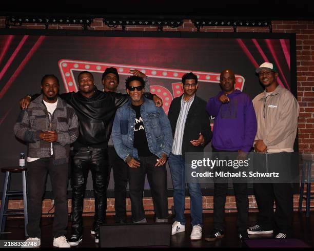 Comedians Frazier, Clean Talking Jon, Eric Blake, D.L. Hughley, Jay Mandyam, Jamal Doman and Marcus Wayne pos at The Ice House Comedy Club on...