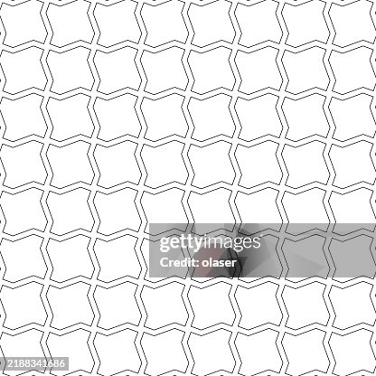 This repeating pattern features a geometric design with outlined shapes forming a unique visual structure. This repeating pattern features a geometric design with outlined shapes forming a unique visual structure.