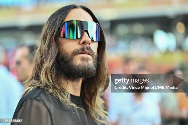 Jared Leto on the grid during the F1 Grand Prix of Abu Dhabi at Yas Marina Circuit on December 8, 2024 in Abu Dhabi, United Arab Emirates.