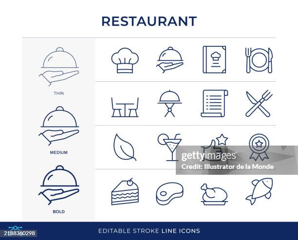 illustrations, cliparts, dessins animés et icônes de restaurant line icons - cuisine du monde