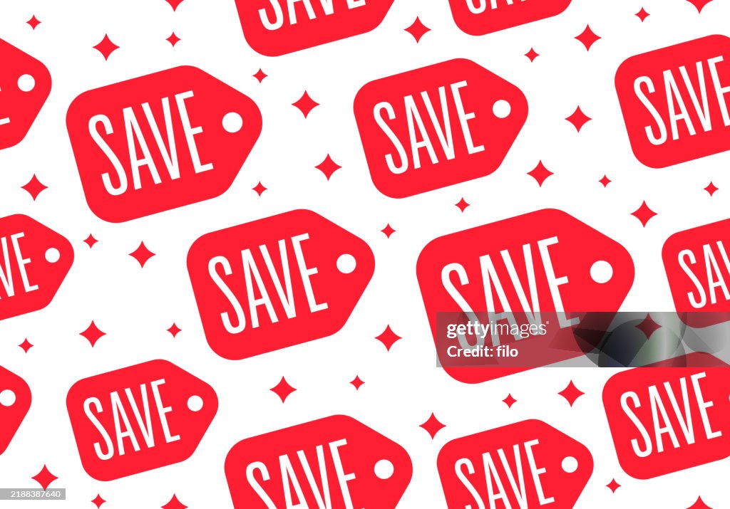 Price Pattern Background Seamless Red Sale Price Tag Background Pattern High-Res Vector Graphic ...