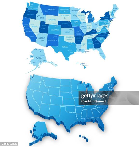 ilustraciones, imágenes clip art, dibujos animados e iconos de stock de mapa detallado de los estados unidos de américa. mapa de ee. uu. aislado. vector, eps10. - frontera de los estados unidos