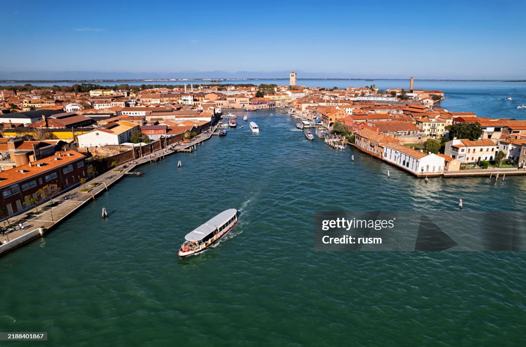 Aerial view Grand Canal of Murano island, Italy