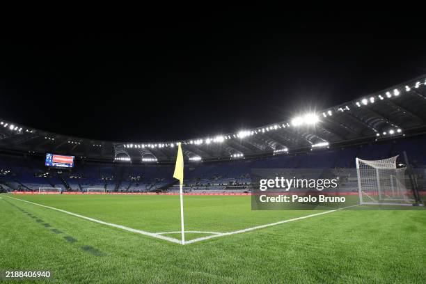 General view inside the stadium prior to the Coppa Italia match between SS Lazio and Napoli at Stadio Olimpico on December 05, 2024 in Rome, Italy.
