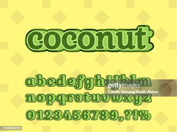 coconut 3d editable text effect. effect saved in graphic styles - integrity logo stock illustrations