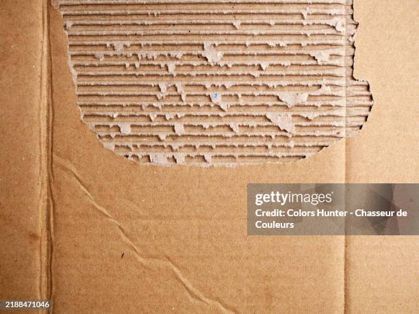 close-up of a torn and folded brown cardboard box. rough texture. sunlight. natural colors and patina. - cardboard stock pictures, royalty-free photos & images