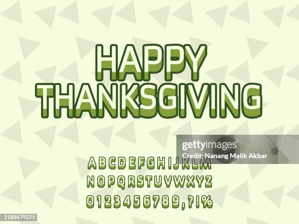 happy thanksgiving 3d editable text effect. effect saved in graphic styles - happy thanksgiving logo stock illustrations