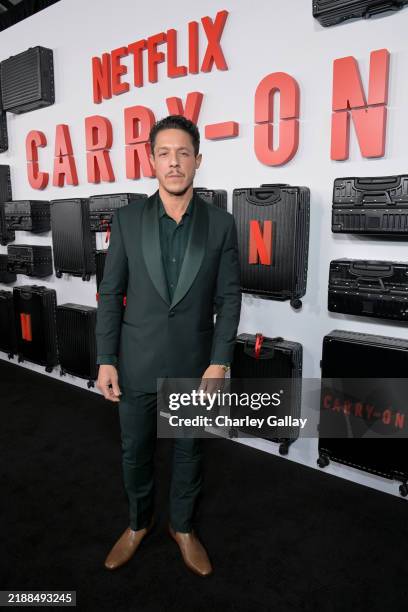 Theo Rossi attends the Los Angeles Premiere of Netflix's "Carry-On" at The Egyptian Theatre Hollywood on December 05, 2024 in Los Angeles, California.