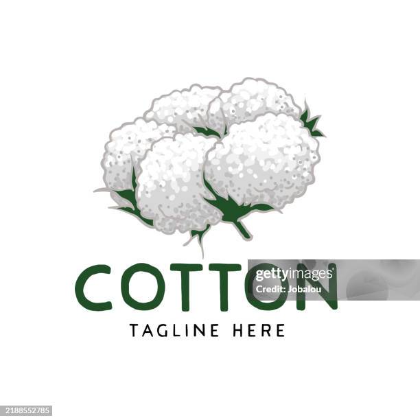 cotton flower soft organic bud symbol for brand company template - cotton flower stock illustrations