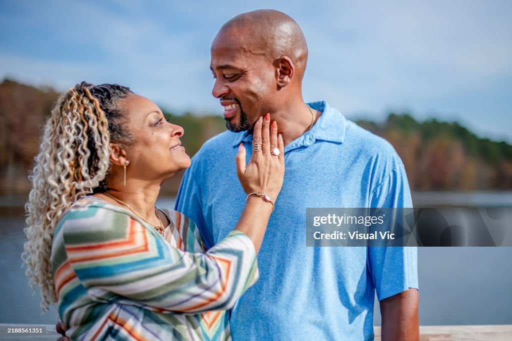 Couple looking at each other