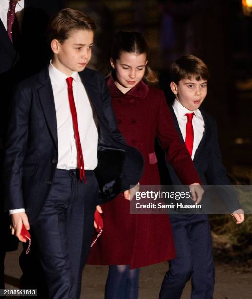 Prince George of Wales, Princess Charlotte of Wales and Prince Louis of Wales attend attends the 'Together At Christmas' Carol Service at Westminster...