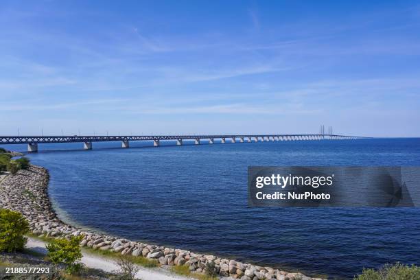 The Oresund Bridge, a double-track railway and dual carriageway bridge-tunnel between Sweden and Denmark by the Baltic Sea, is seen in Malmo, Sweden,...