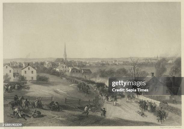 Retreat of the British from Concord., 1777 - 1890, Chappel, Alonzo , Date Issued: 1777 - 1890, Concord, Battle of Soldiers, British, Massachusetts,...