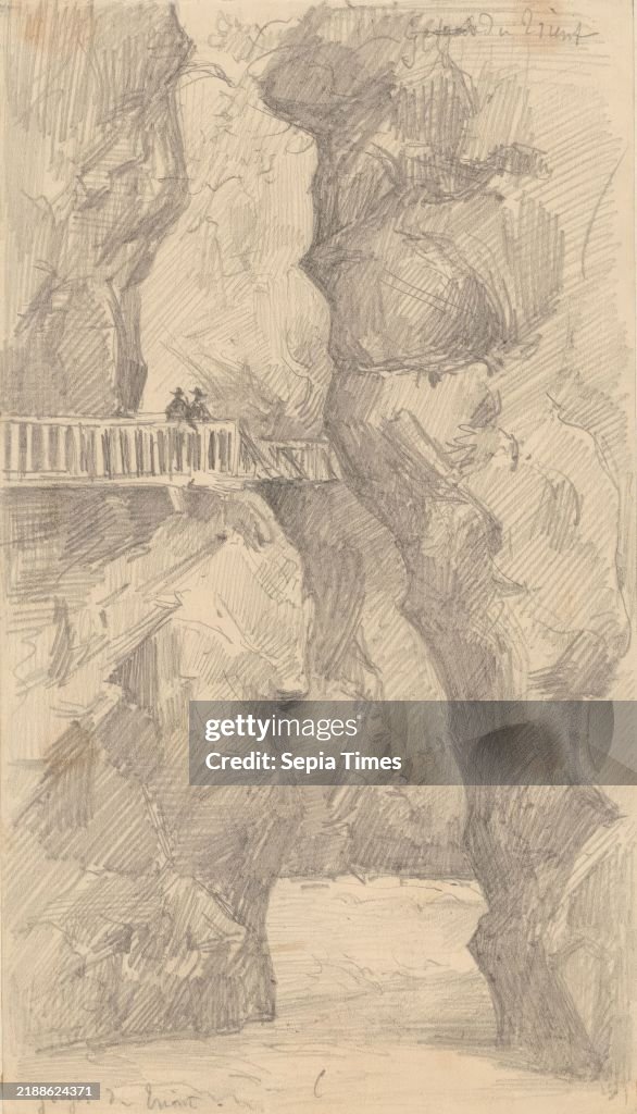 Gorge with two people on a bridge
