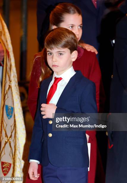 Prince Louis of Wales and Princess Charlotte of Wales attend the 'Together At Christmas' Carol Service at Westminster Abbey on December 6, 2024 in...