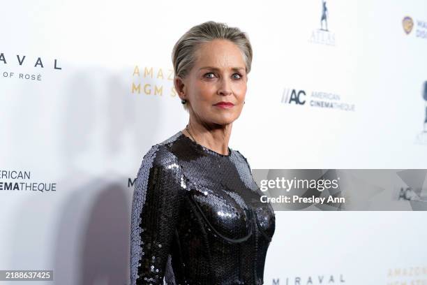 Sharon Stone attends the 38th Annual American Cinematheque Awards at The Beverly Hilton on December 06, 2024 in Beverly Hills, California.
