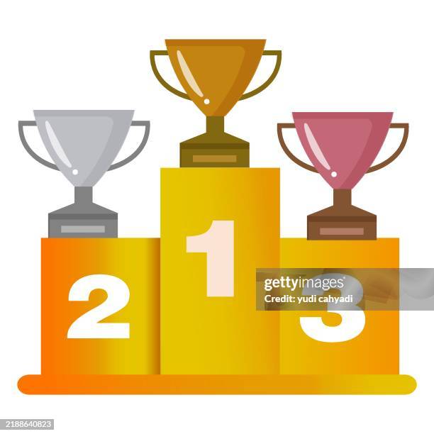 trophäe pokal sieger podium feier illustration - siegerpodest stock-grafiken, -clipart, -cartoons und -symbole