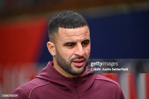 Kyle Walker of Manchester City arrives at the stadium prior to the Premier League match between Crystal Palace FC and Manchester City FC at Selhurst...