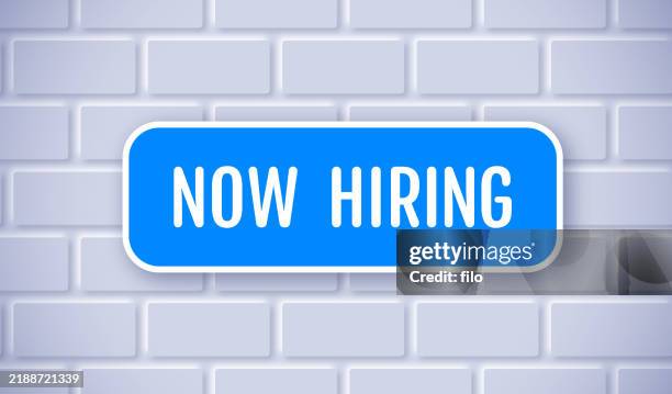 now hiring button sign - student enrollment stock illustrations