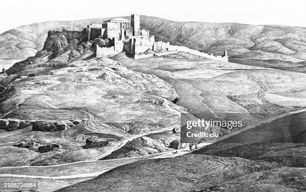 view of the acropolis - acropolis stock illustrations