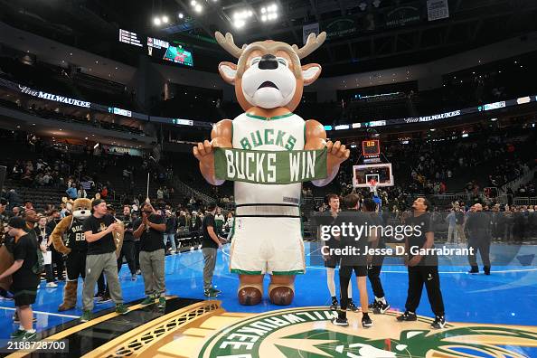 Buck Inflated An inflatable of Mascot Bango the Buck of the Milwaukee Bucks after ...
