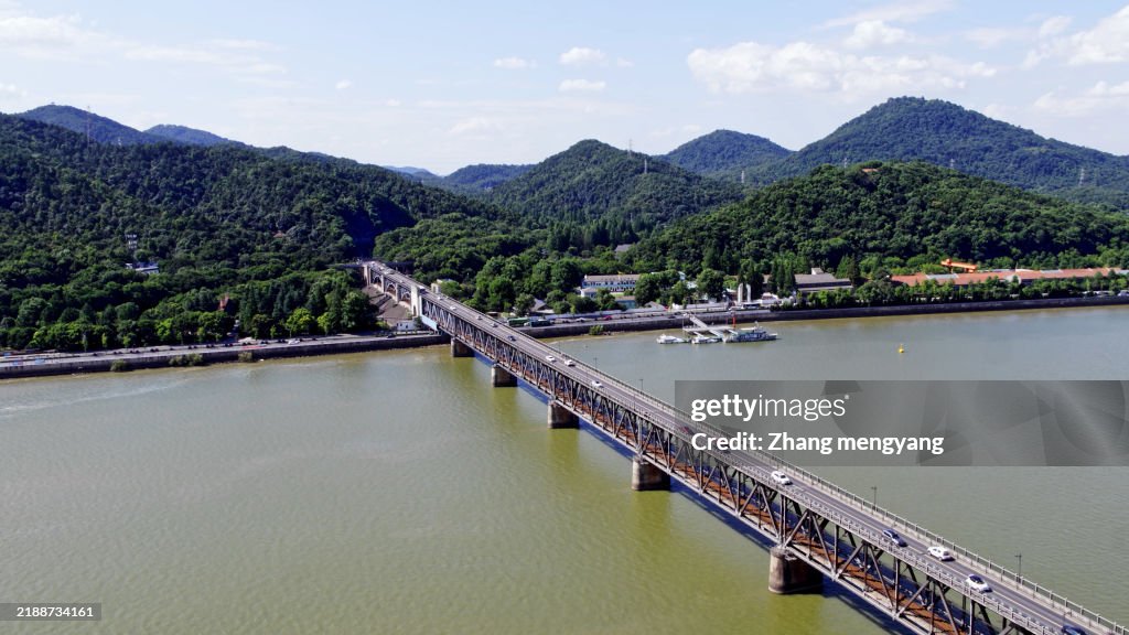 Qiantang River Bridge,Hangzhou,Zhejiang,China,Asia.The Beijing-Hangzhou Canal.