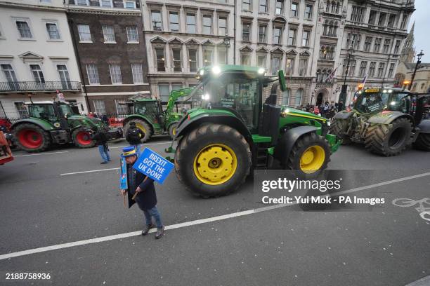 Anti-Brexit protester Steve Bray during a protest by farmers in Westminster, London, protesting over the changes to inheritance tax rules in the...