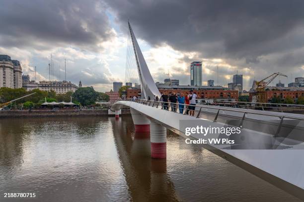 La Puente de la Mujer or the Woman's Bridge over Dock 3 in Puerto Madero, Buenos Aires, Argentina.